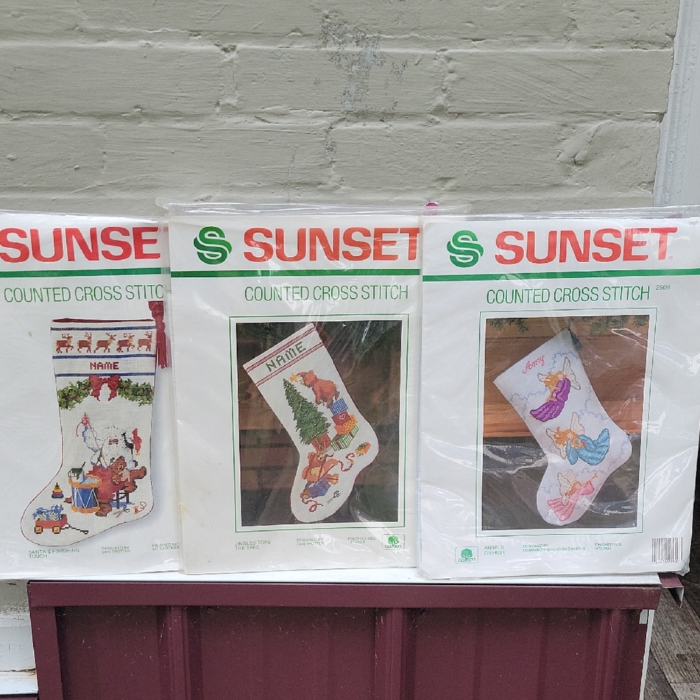 Sunset Counted Cross Stitch Christmas Stocking Kits Unopened 2900 2901 2906